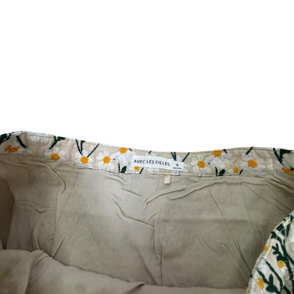 Avec Les Filles Embroidered Linen-Blend Floral Skirt Size 4 NWT - Picture 9 of 10